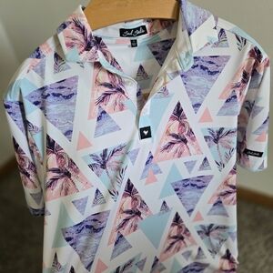 Mens Bad Birdie Large Golf Polo Tropical Mod Design EUC